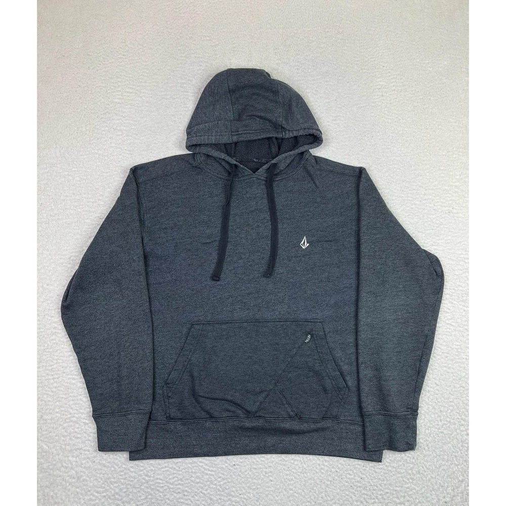 Volcom Hoodie Mens Medium‎ Gray Heather Pullover Fleece Kangaroo Pocket Logo